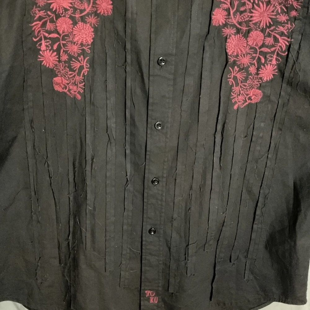 Toku Men’s Long Sleeve Black Embroidered Shirt Size XL Western / rock style - Picture 4 of 7